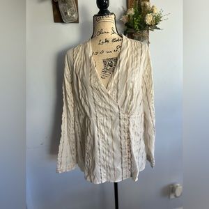 Lane Bryant neutral blouse with metallic detail classy , chic , sustainable